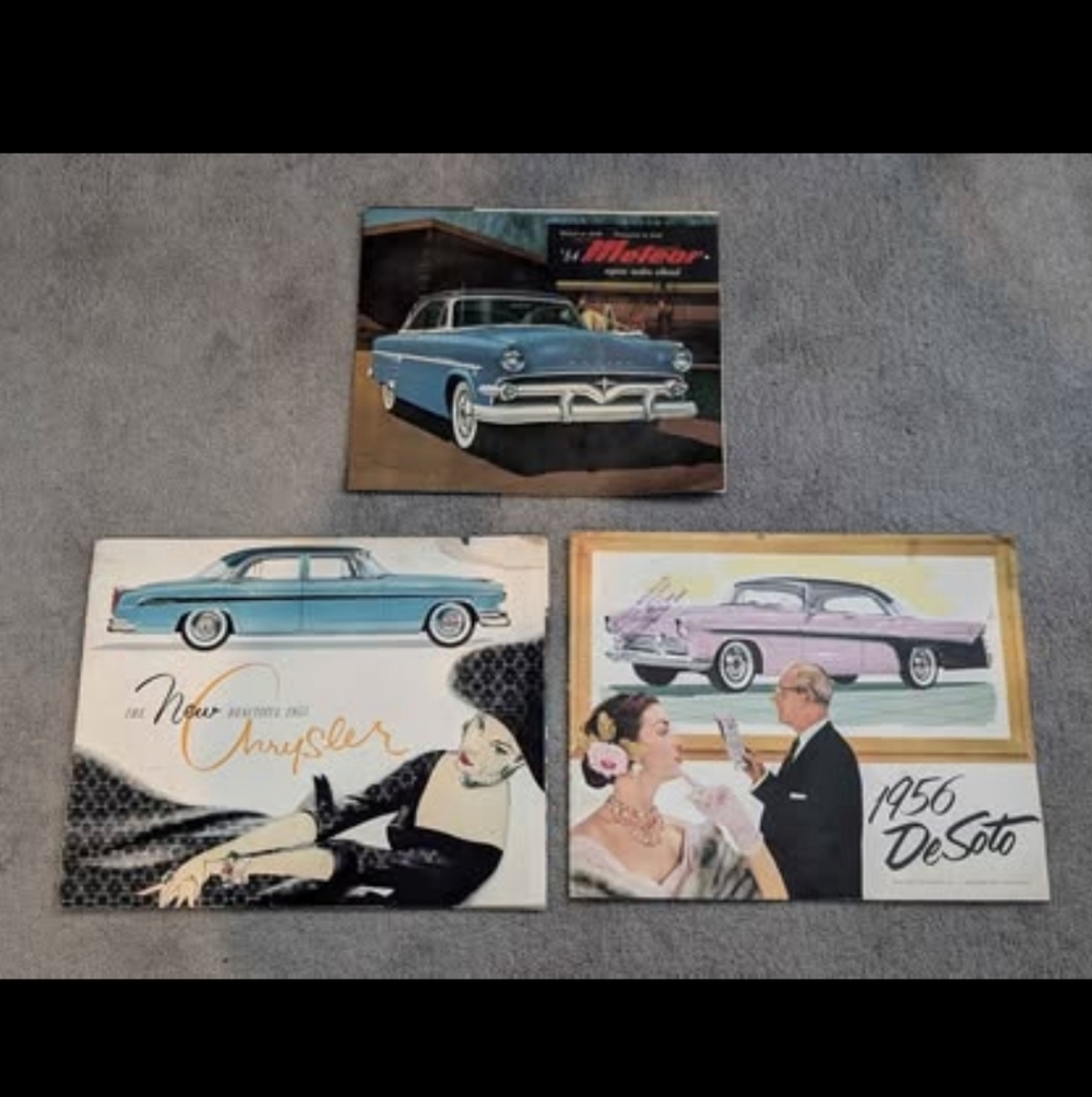 Vintage 1950's Automotive Sales Brochures - Chrysler, DeSoto, Meteor - Lot of 3